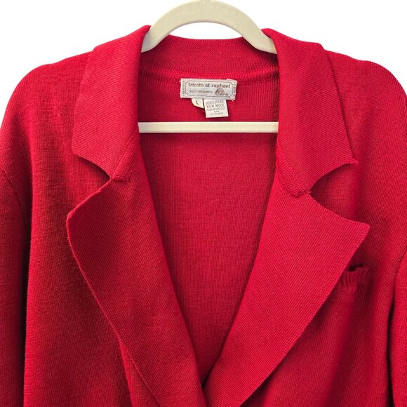 Vintage Tricots St. Raphael 100% Virgin Wool Cardigan Sweater Size Large - Picture 4 of 5